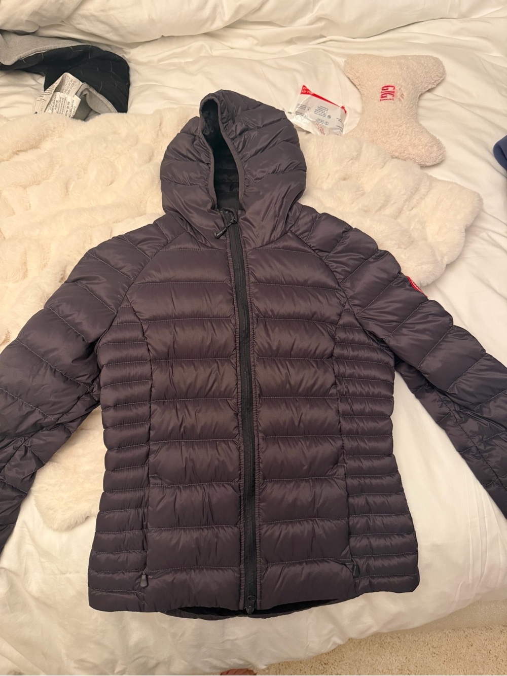 Canada Goose Women's Hooded Quilted Puffer Jacket - Charcoal